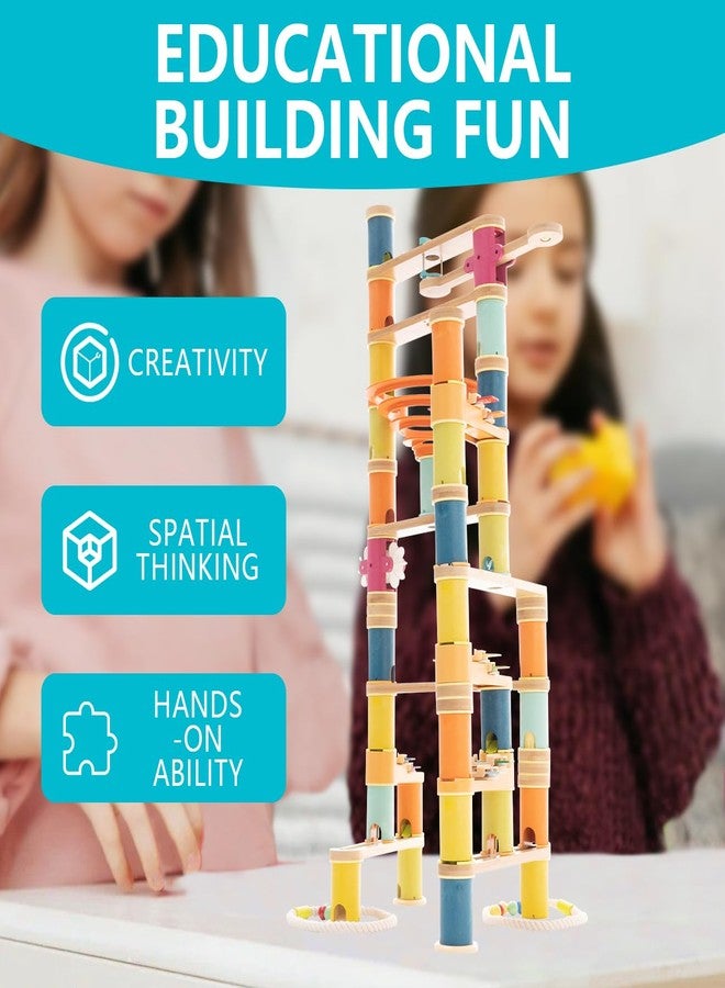 UDEAS Bamboo Marble Runs Building Construction Toy Set with Musical Ball, 146pcs Simple Maze for Children Age 4+ - Image 5